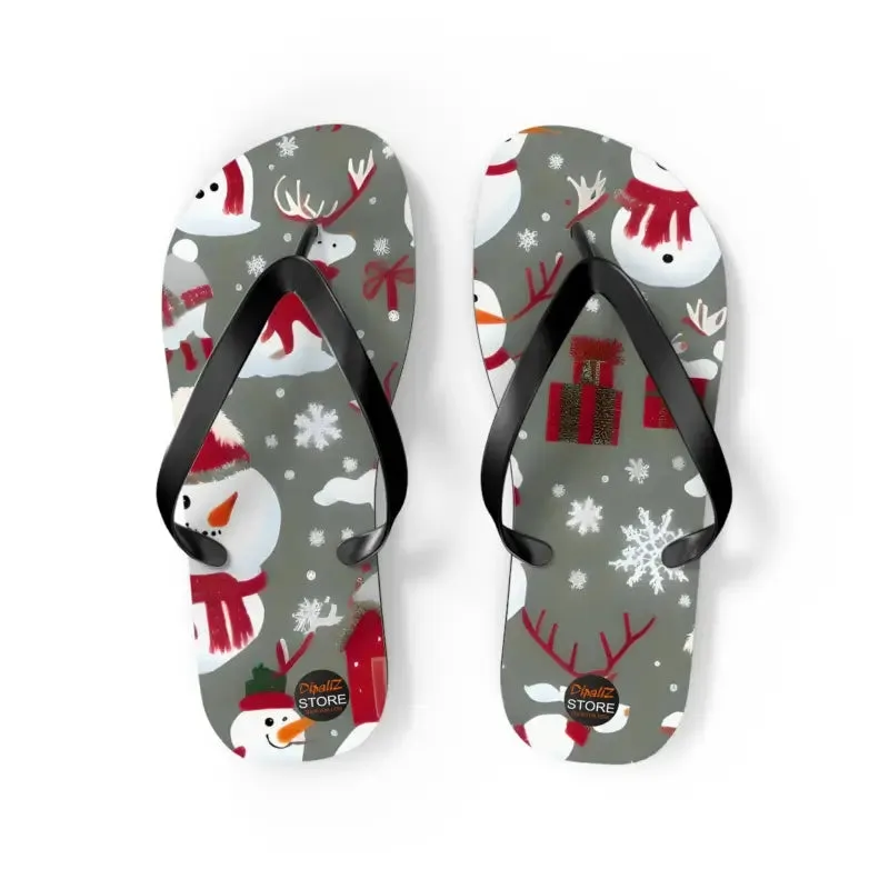 Festive Unisex Christmas Snowman Flip Flops