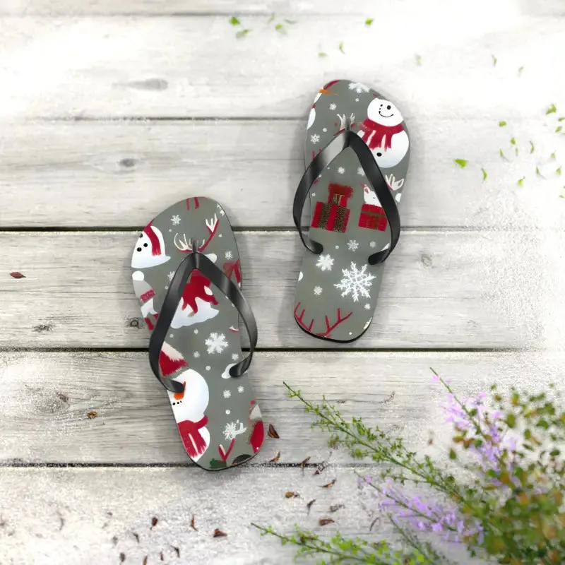 Festive Unisex Christmas Snowman Flip Flops