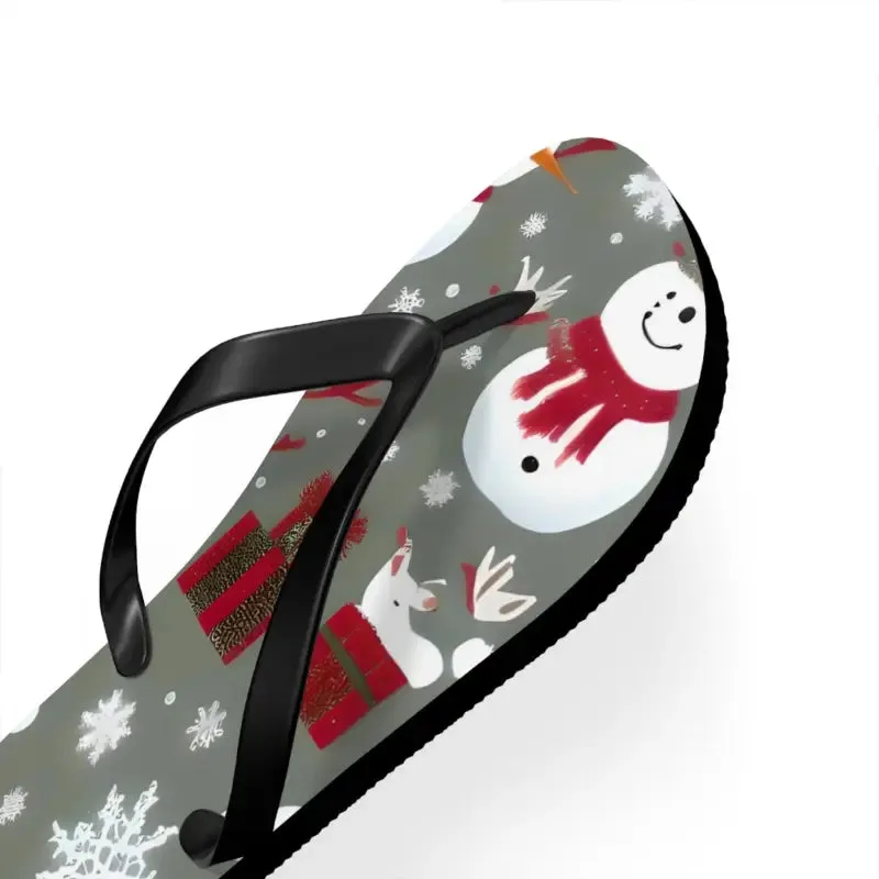 Festive Unisex Christmas Snowman Flip Flops