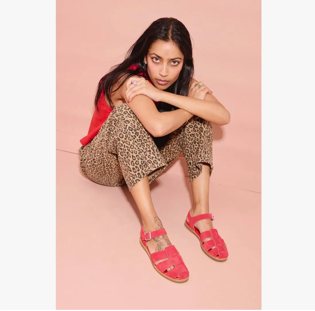 FRĒDA SALVADOR: SERA FISHERMAN SANDAL CRIMSON SUEDE