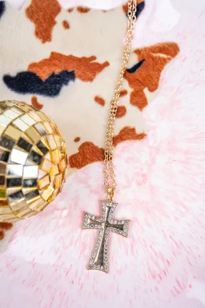 Full Of Faith Crystal Goldtone Cross Necklace