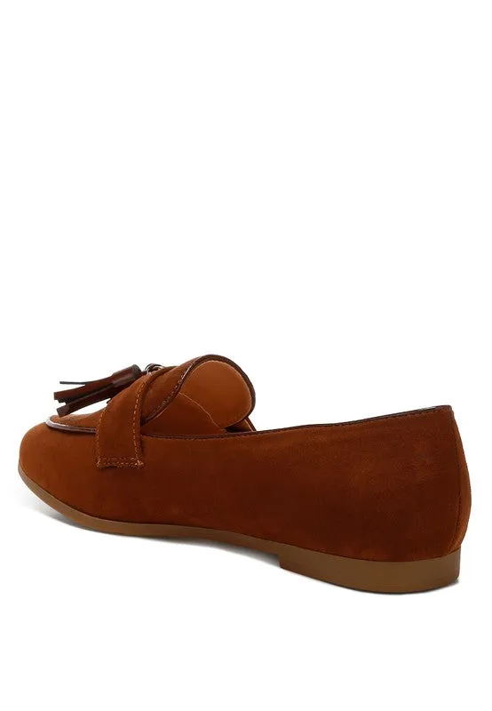 Geneva Suede Tassel Loafers – Micro Suede, Cushioned Insoles, Flat Heel