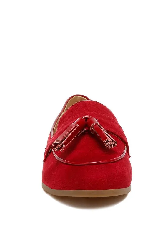 Geneva Suede Tassel Loafers – Micro Suede, Cushioned Insoles, Flat Heel
