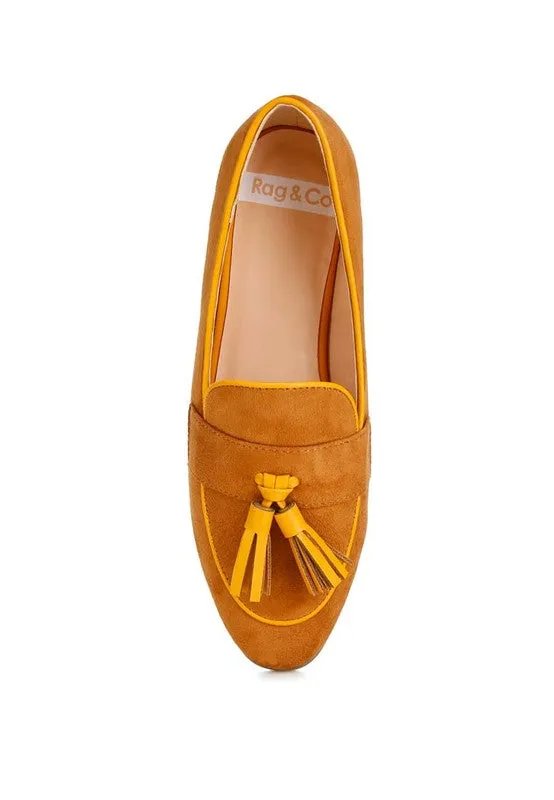 Geneva Suede Tassel Loafers – Micro Suede, Cushioned Insoles, Flat Heel