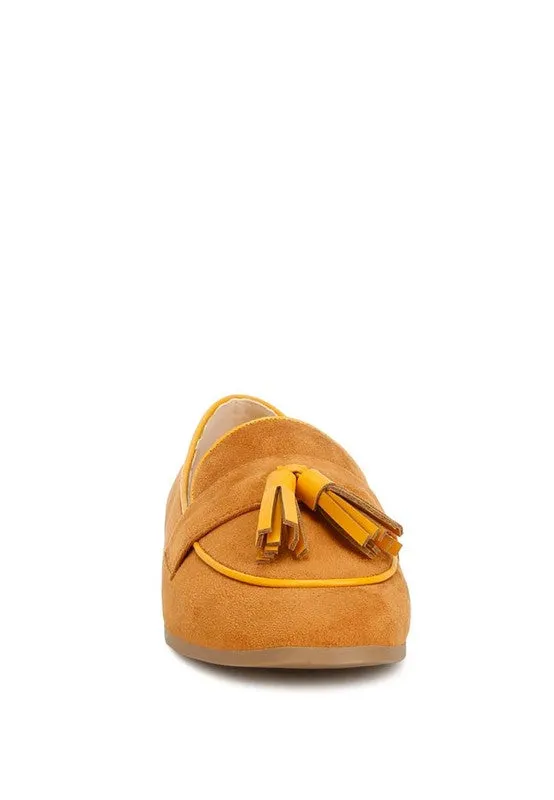Geneva Suede Tassel Loafers – Micro Suede, Cushioned Insoles, Flat Heel