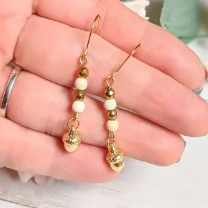 Gold Acorn Stainless Steel gold hook earrings