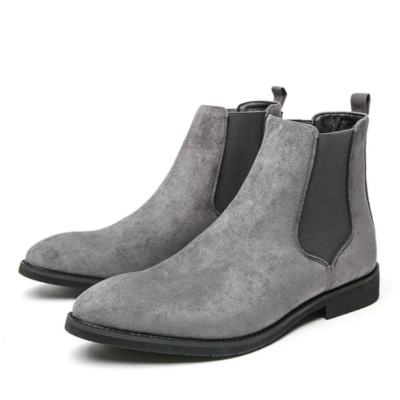 High-quality men's suede boots with elastic insert