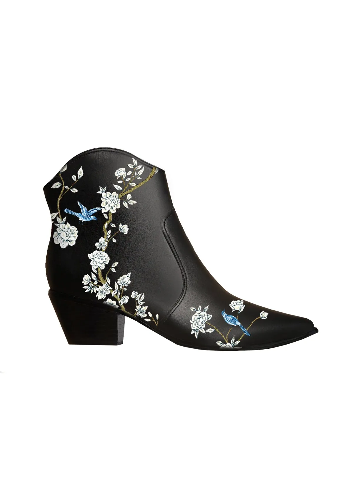 Japanese Garden Black Cowboy Boot