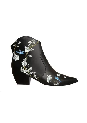 Japanese Garden Black Cowboy Boot