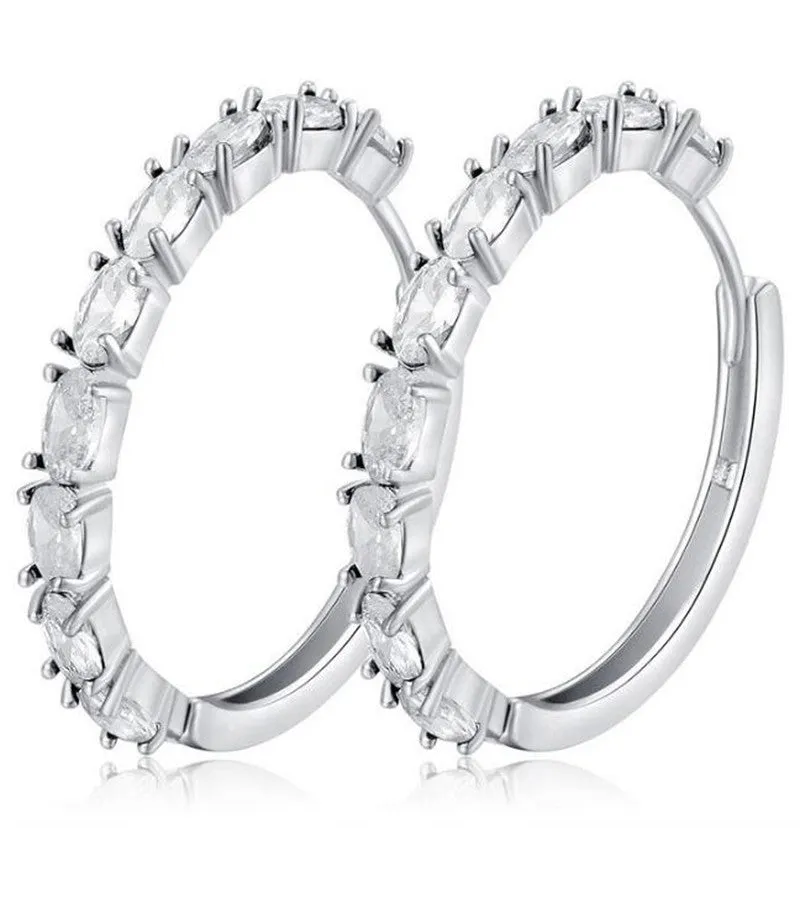 Karatcart Platinum Plated Trendy Elegant Austrian Crystal Hoop Earring Set