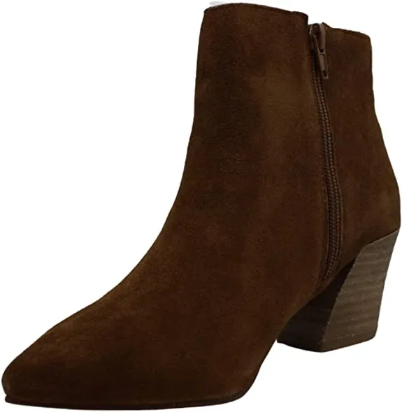 kensie Womens Leyton Suede Stacked Heel Ankle Boots Brown 7 Medium (B,M)