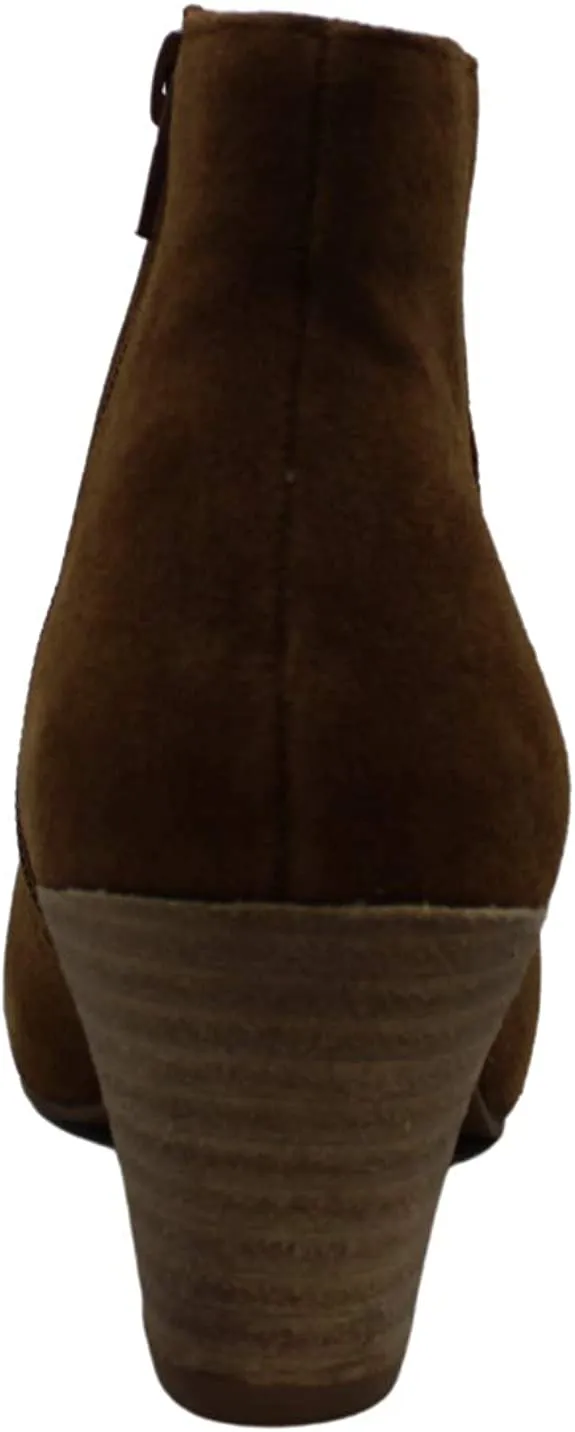 kensie Womens Leyton Suede Stacked Heel Ankle Boots Brown 7 Medium (B,M)