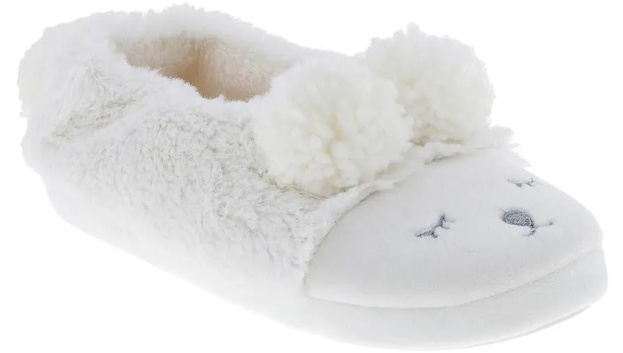 Ladies Faux Fur Sleeping Lamb Moccasin Slipper