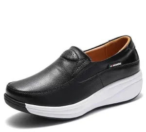Leather Comfort Wedge Moccasins Orthopedic Slip-On Shoes