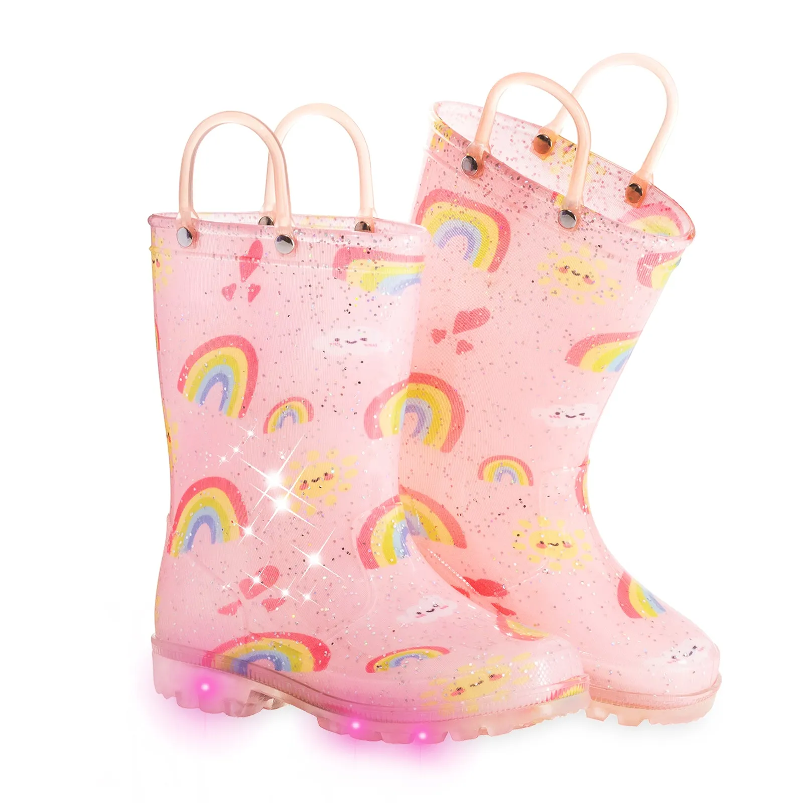 Light Up Kids Rain Boots with Handles