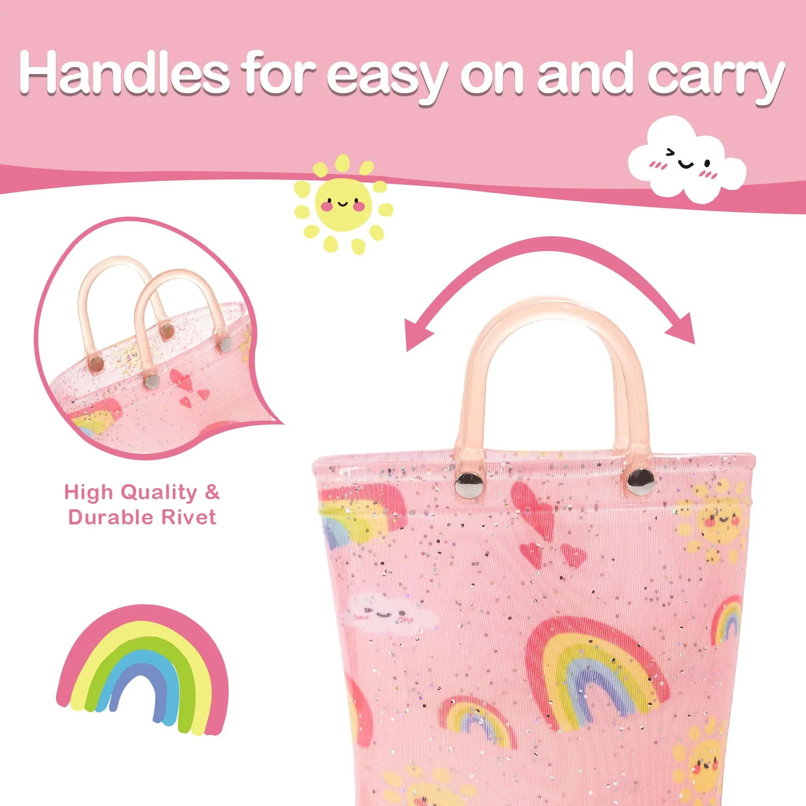 Light Up Kids Rain Boots with Handles