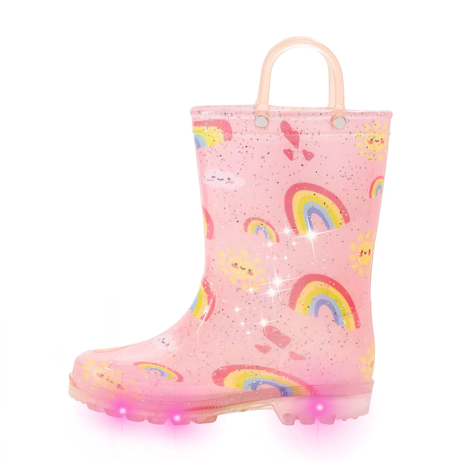 Light Up Kids Rain Boots with Handles
