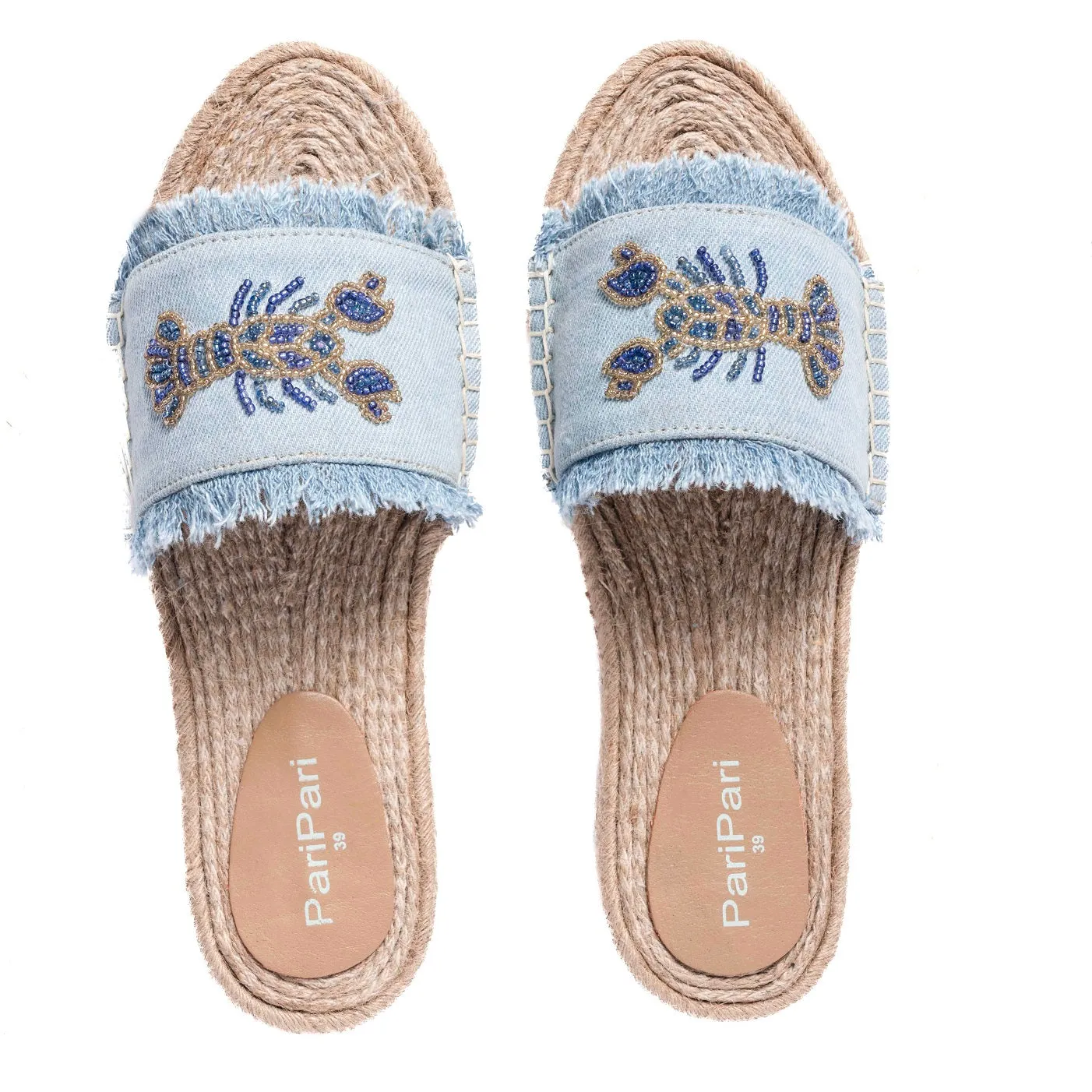 Lobster Denim Sandals Flats