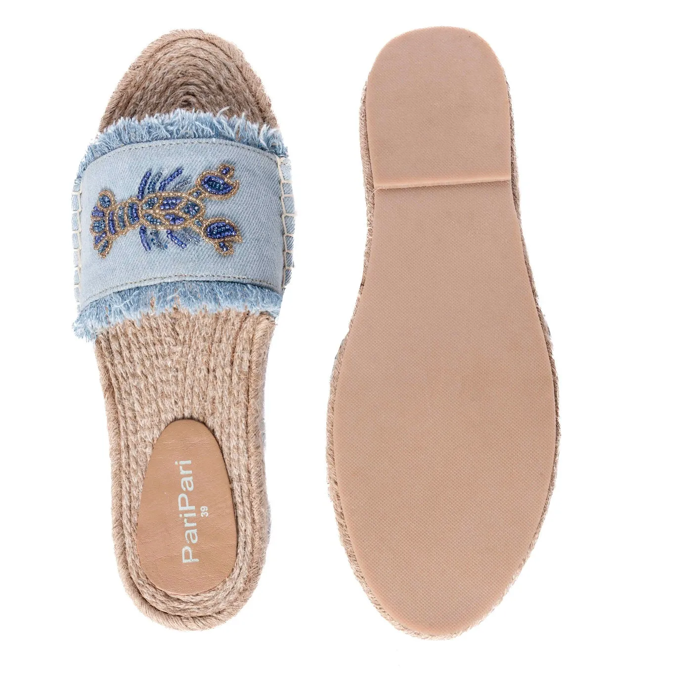 Lobster Denim Sandals Flats