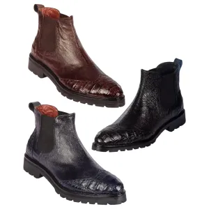 Lombardy Calfskin / Crocodile Tractor Sole Chelsea Boots