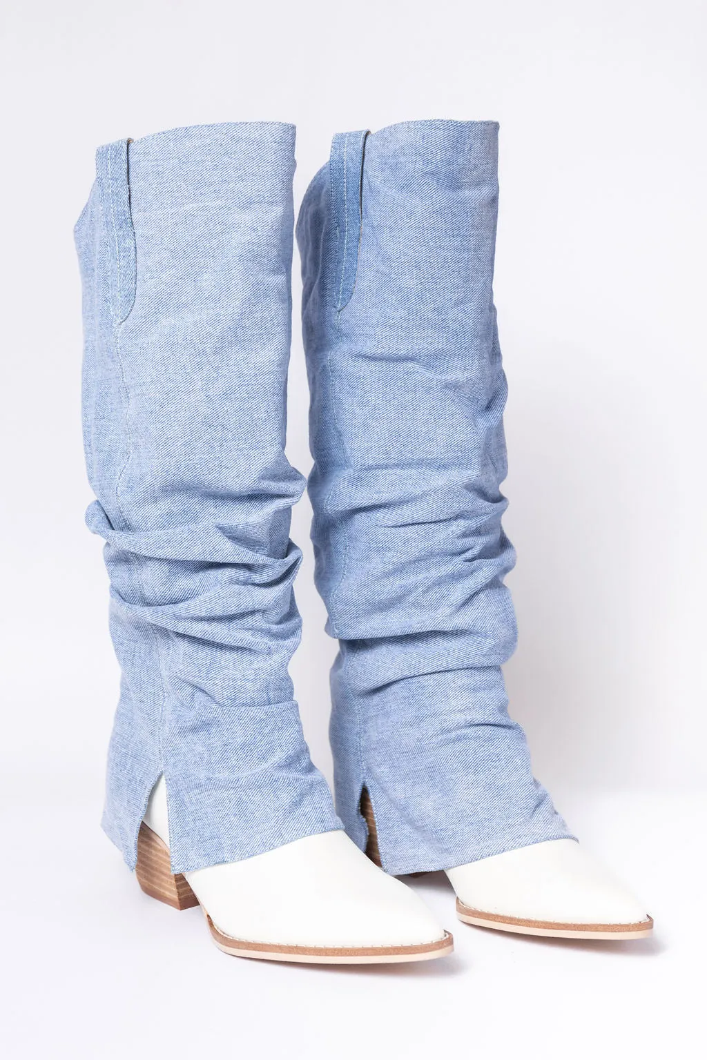 Loretta Denim Knee High Boots SALE