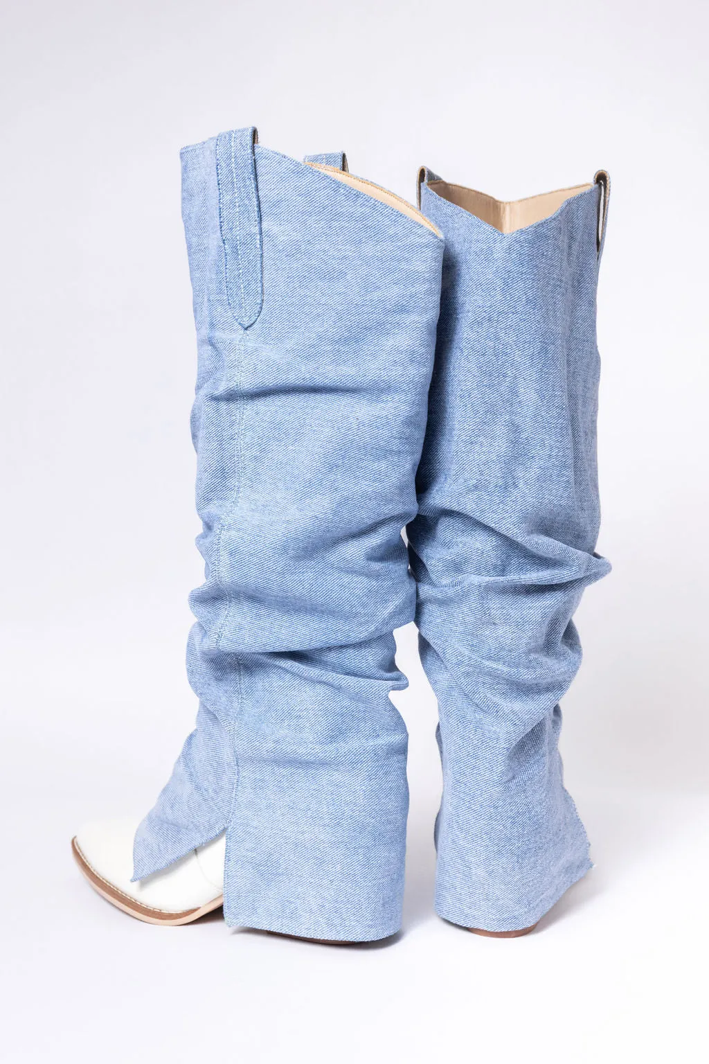 Loretta Denim Knee High Boots SALE