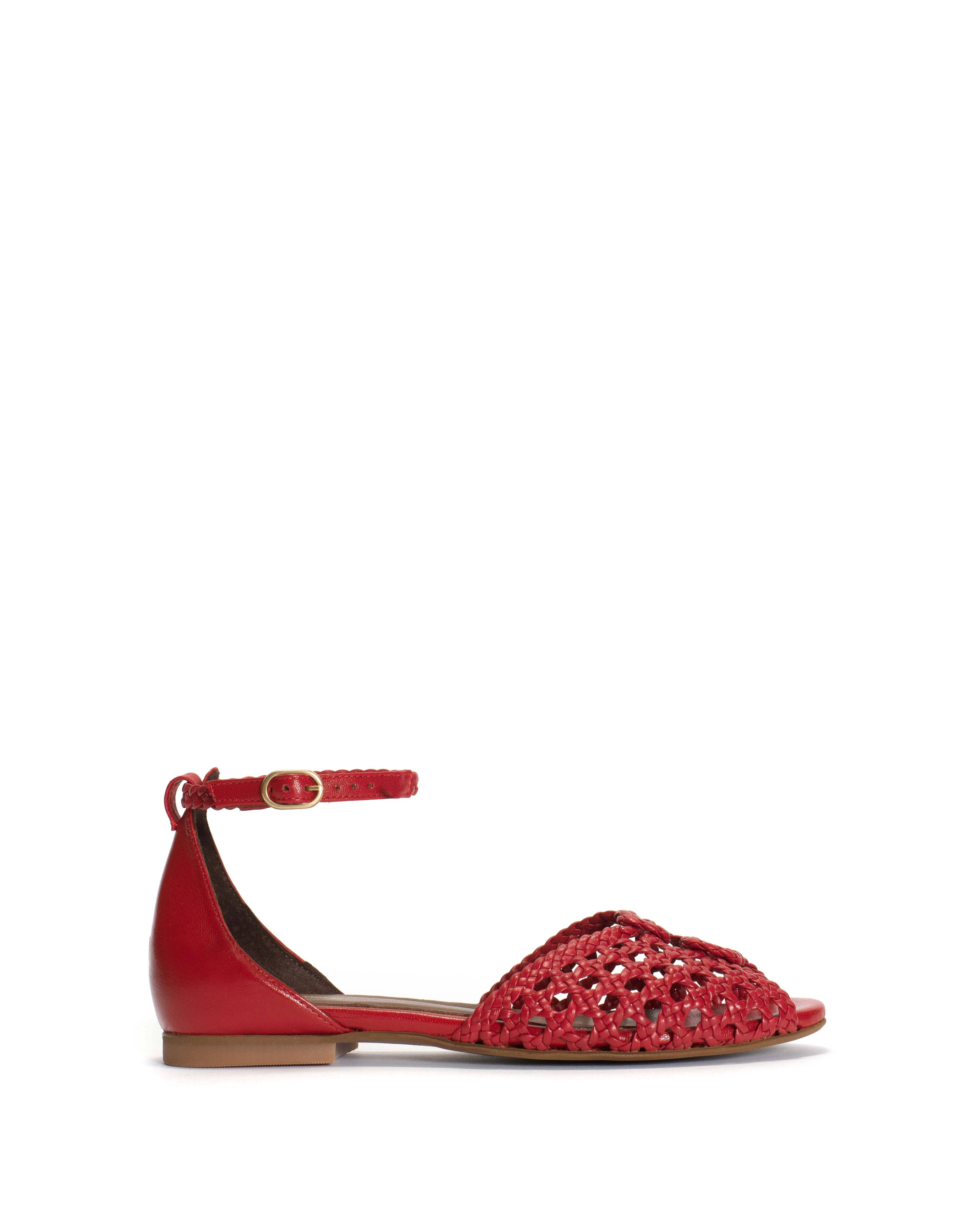 Lucy 10 Hand-braided leather Ruby red