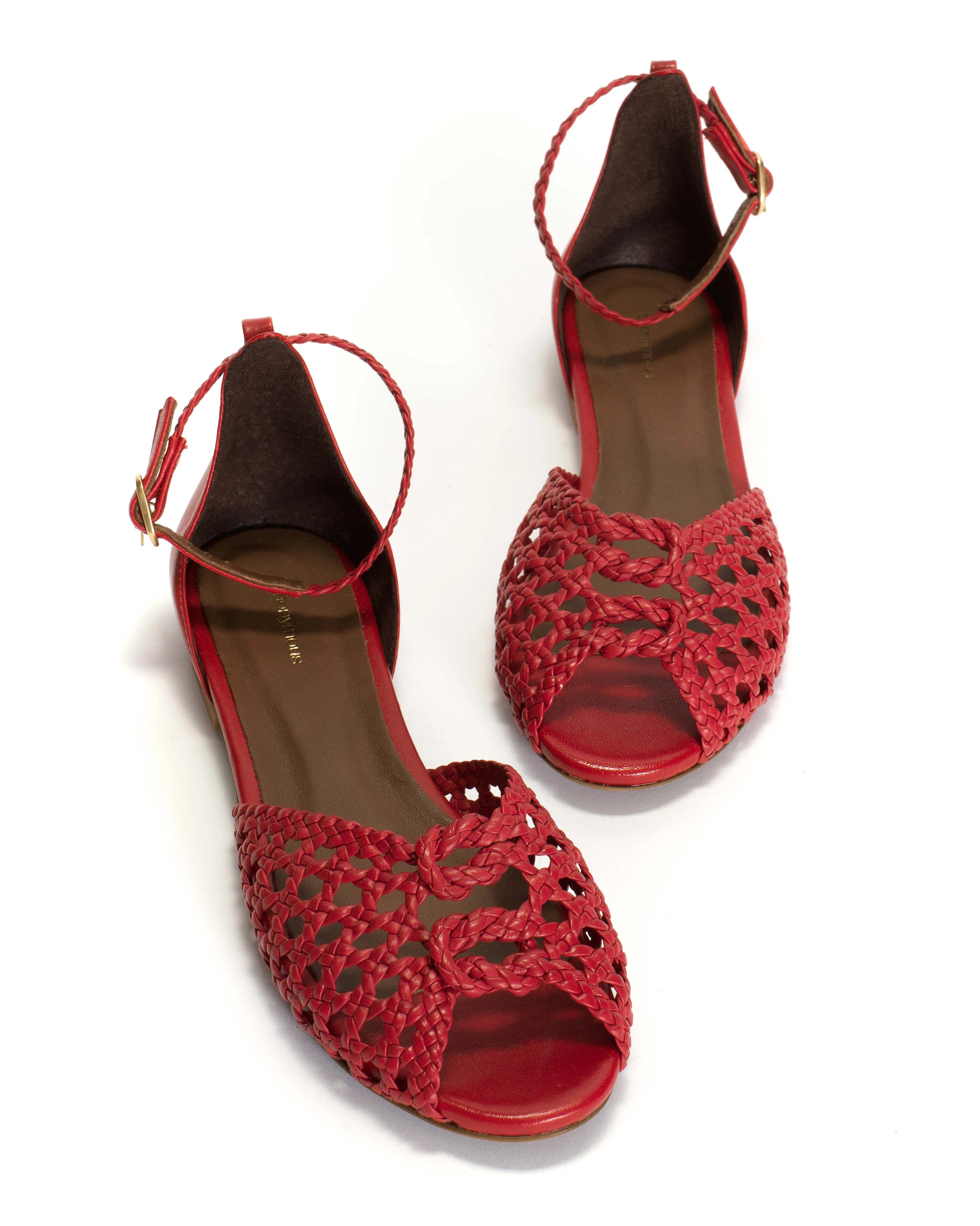 Lucy 10 Hand-braided leather Ruby red