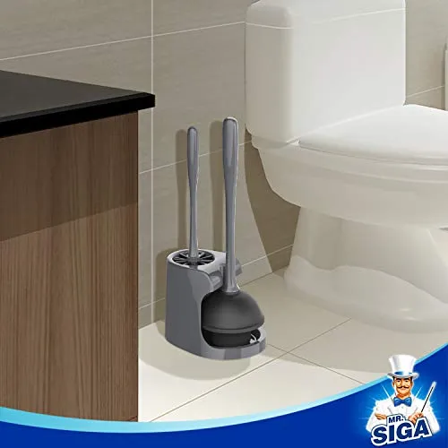 MR.SIGA Toilet Plunger and Bowl Brush Combo: Bathroom Cleaning Set