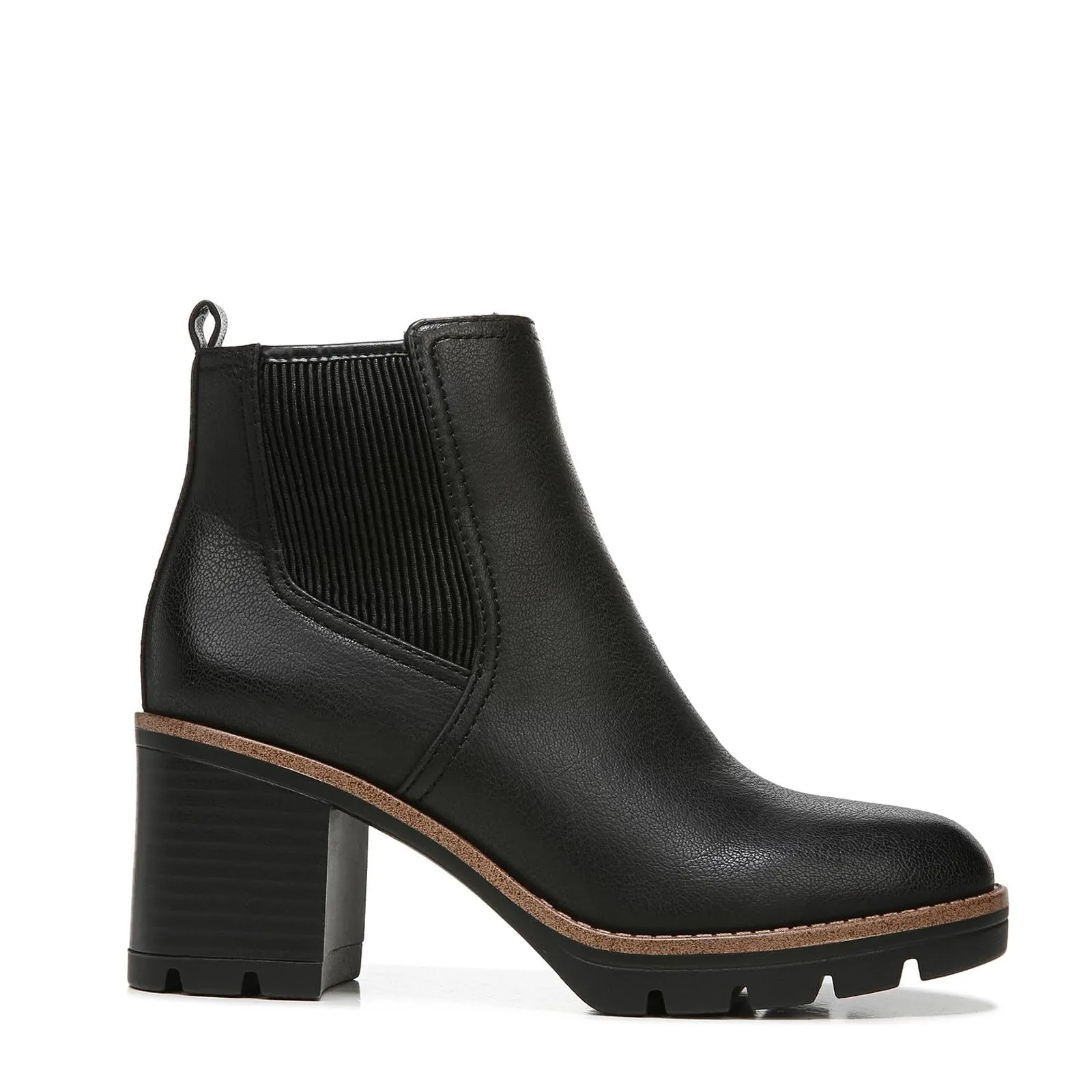 Naturalizer Womens Madalynn Gore Lug Sole Heeled Ankle Bootie Black Smooth 8 M
