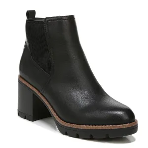 Naturalizer Womens Madalynn Gore Lug Sole Heeled Ankle Bootie Black Smooth 8 M