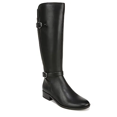 Naturalizer Womens Sahara Buckle Detail Tall Riding Boot Black Smooth 5.5 M