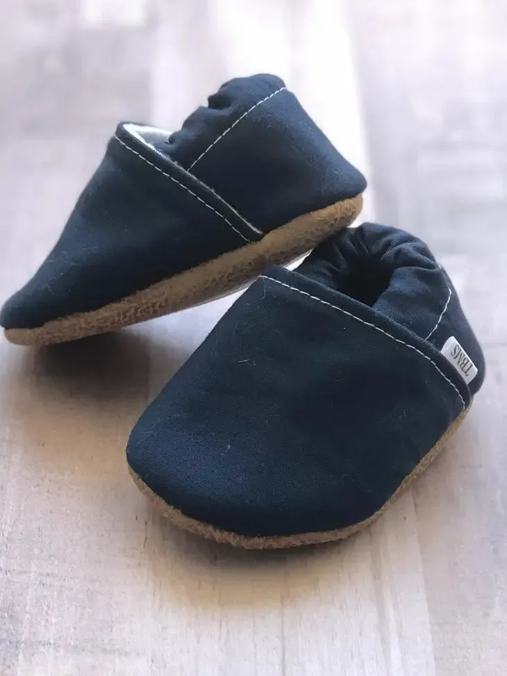 Navy Cloth Moccasins