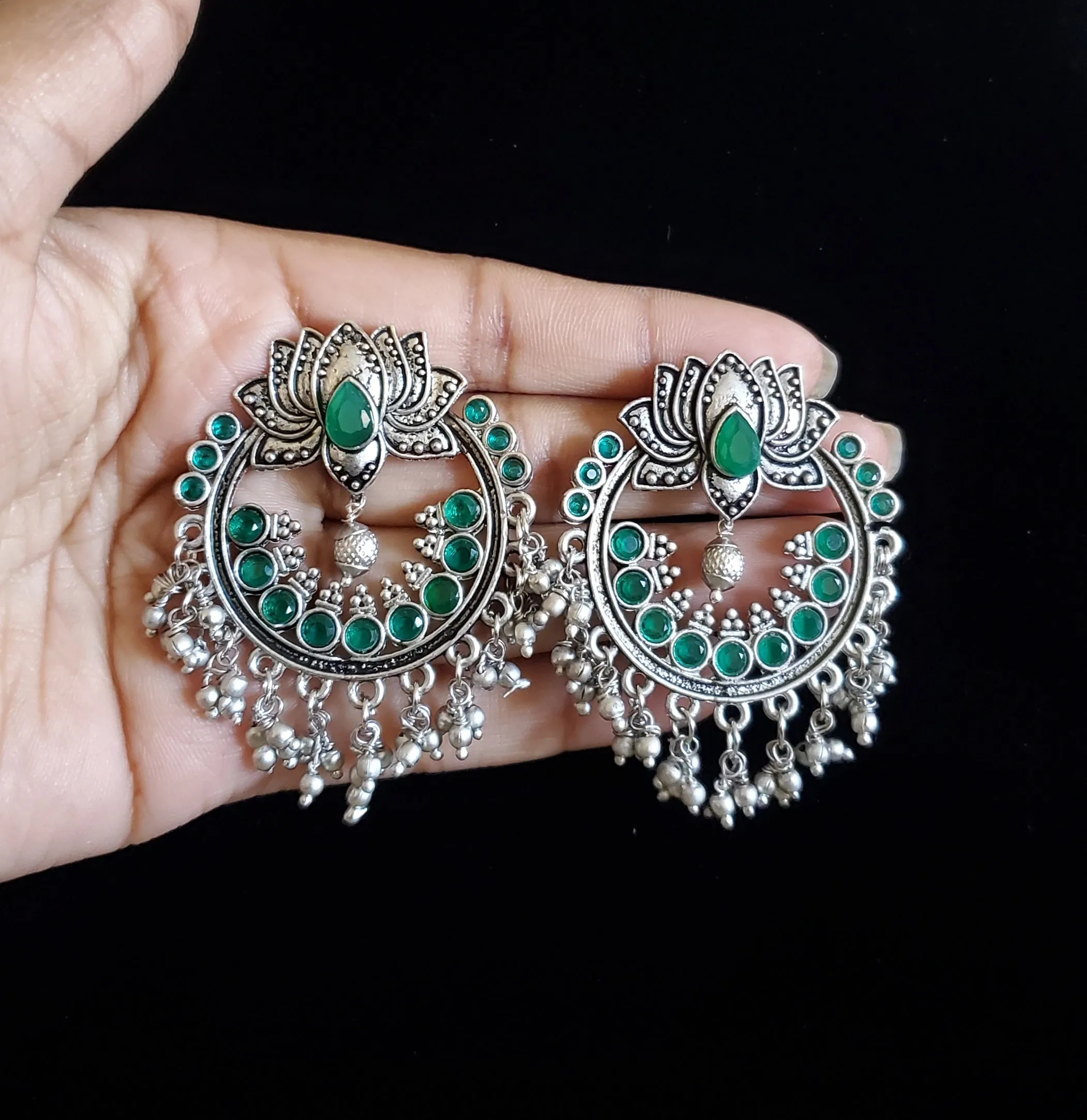 Neelima Trendy Earring With Oxidised Plating RN10 Green
