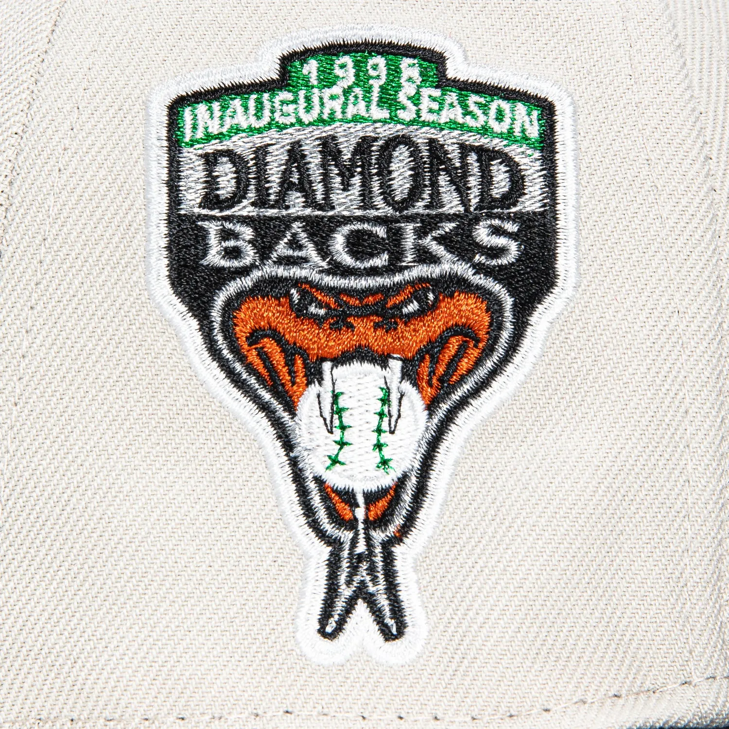 New Era 59Fifty Arizona Diamondbacks Inaugural Patch Script Hat - Stone, Black, Metallic Silver