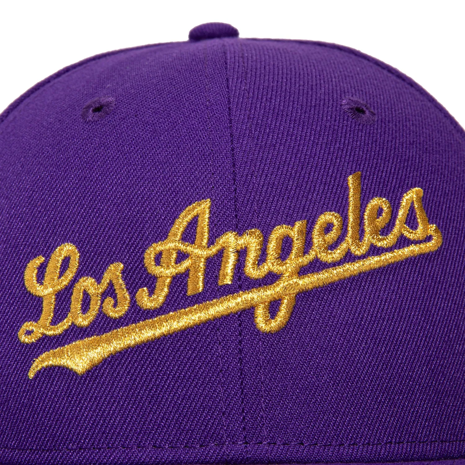 New Era 59Fifty Los Angeles Dodgers 50th Anniversary Stadium Patch Script Hat - Purple, Metallic Gold