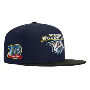 New Era 59Fifty Nashville Predators 10th Anniversary Patch Logo Hat - Light Navy, Black