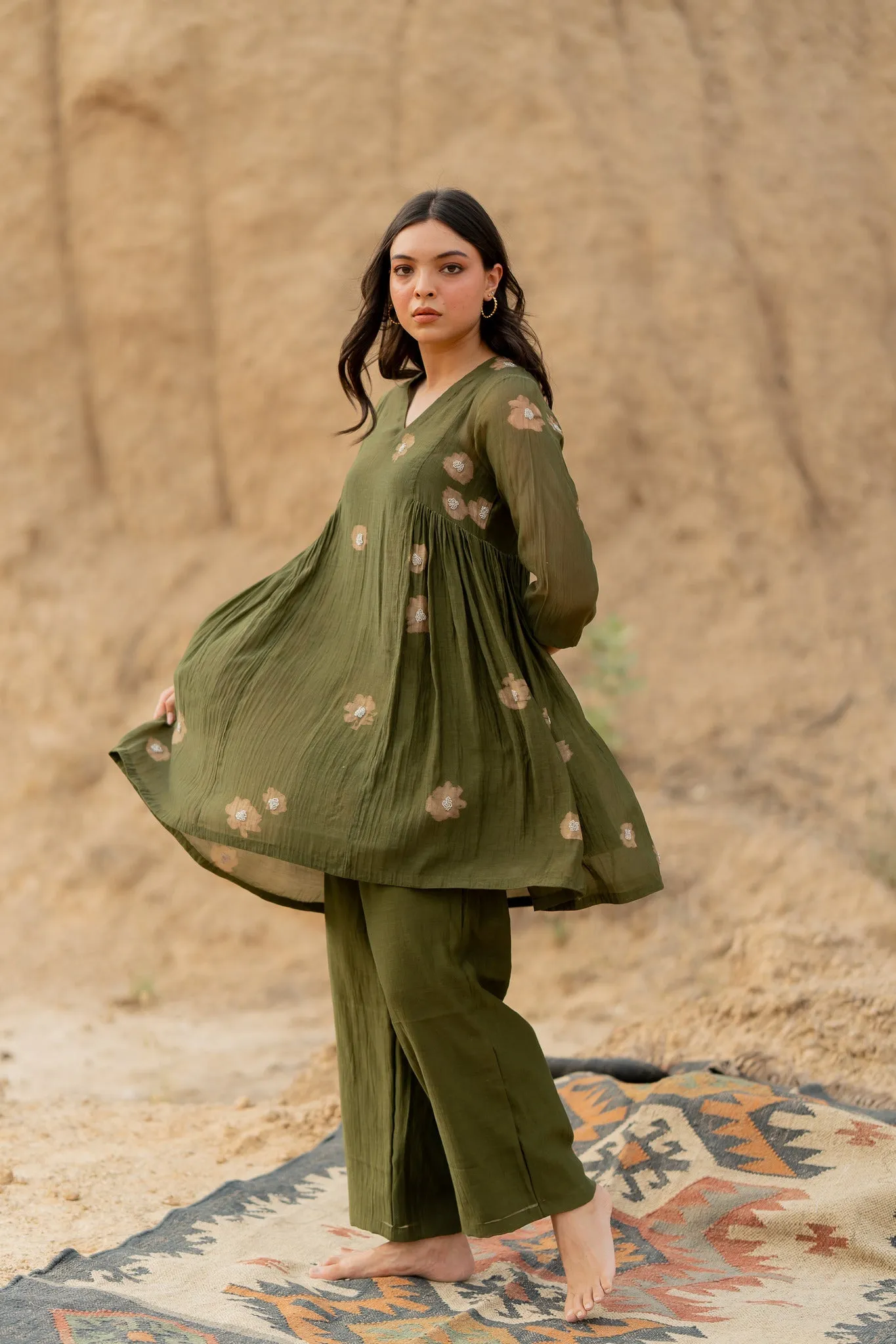 Olive Floral Nara Set