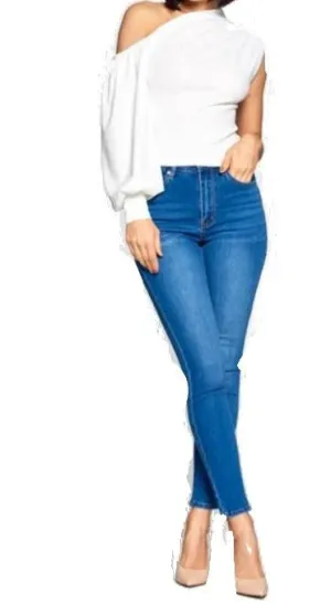 One Shoulder Fitted Puff Sleeve Top