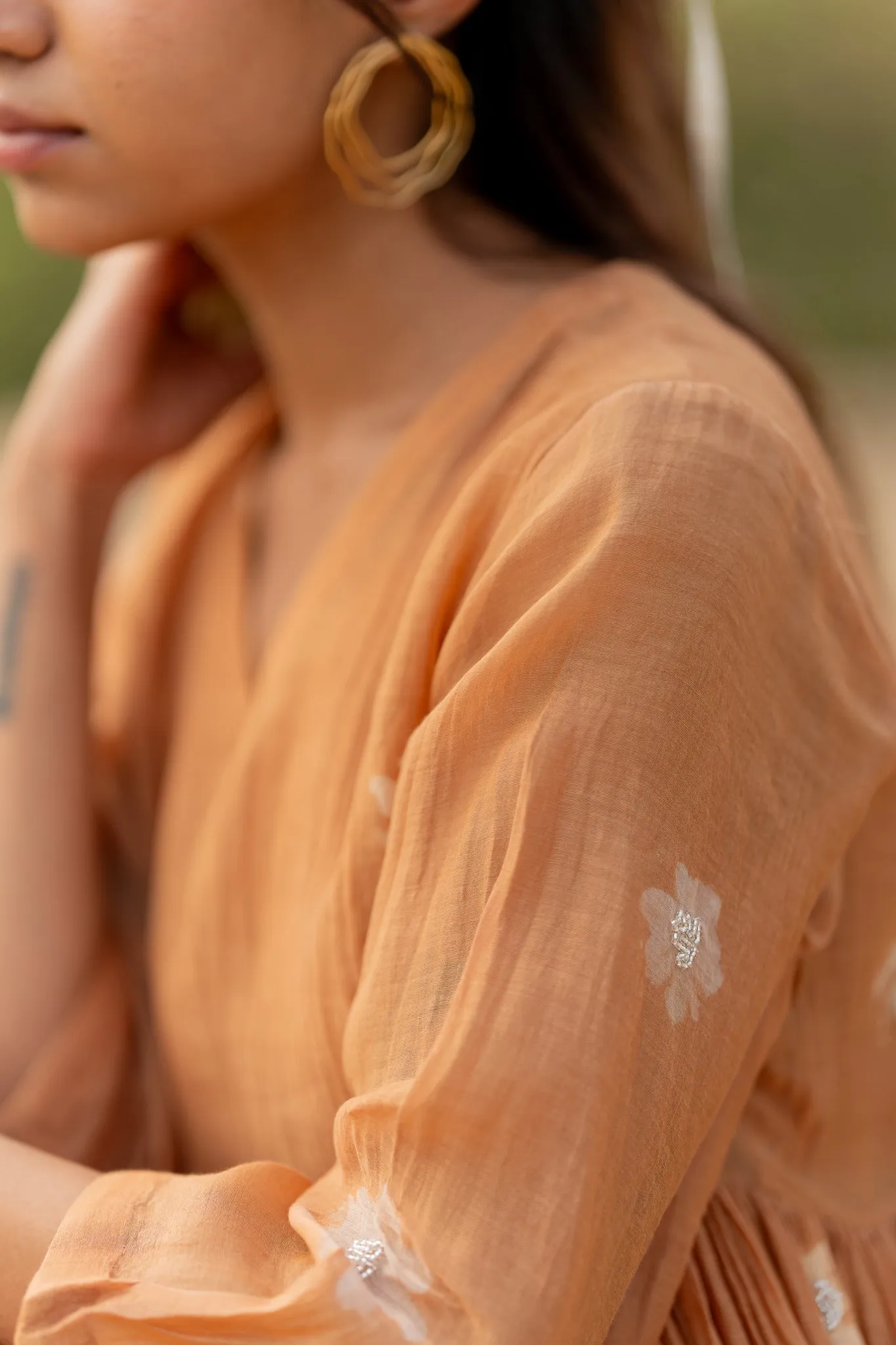 Pastel Orange Floral Nara Set