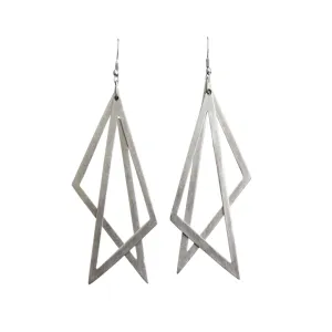 Pewter Double Layered Triangle Earrings