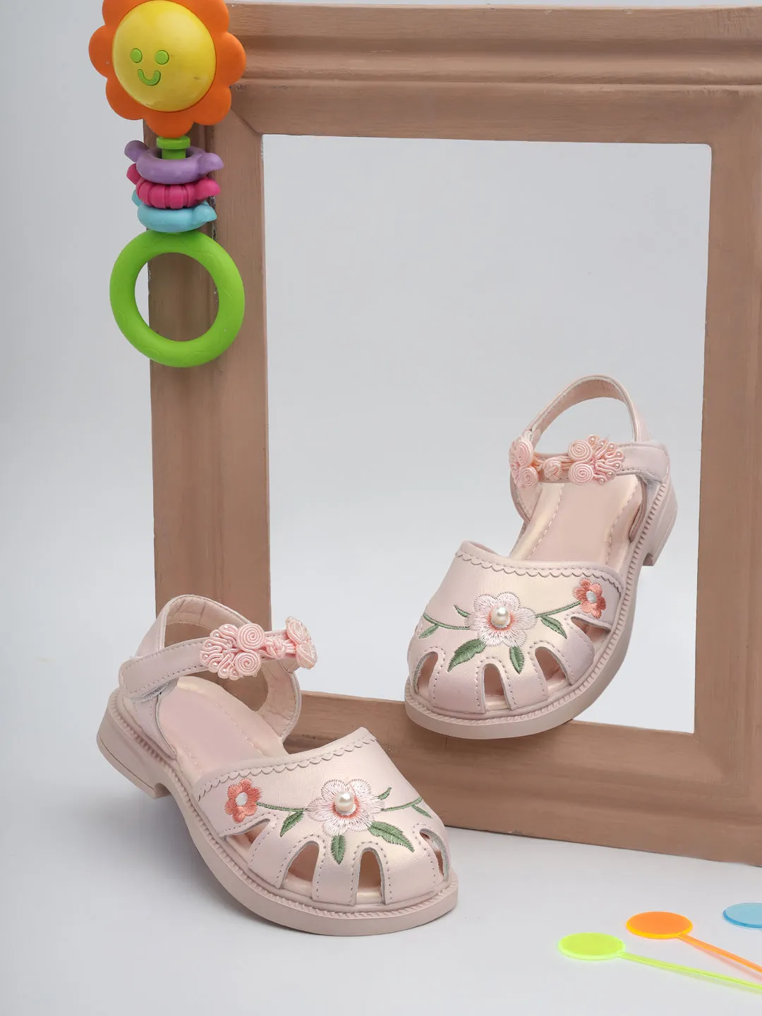 Pink PU Velcro Sandals For Kids-Girls (TC-861-PNK)