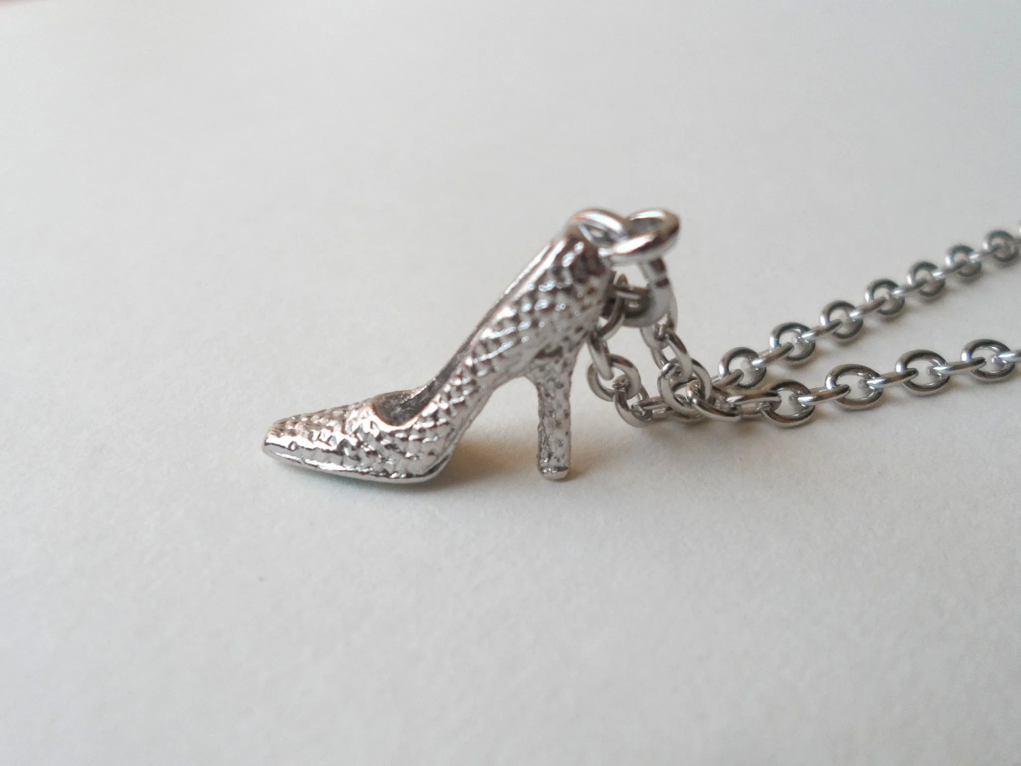 Princess Slipper Shoe Charm Necklace, High Heel Shoe Necklace