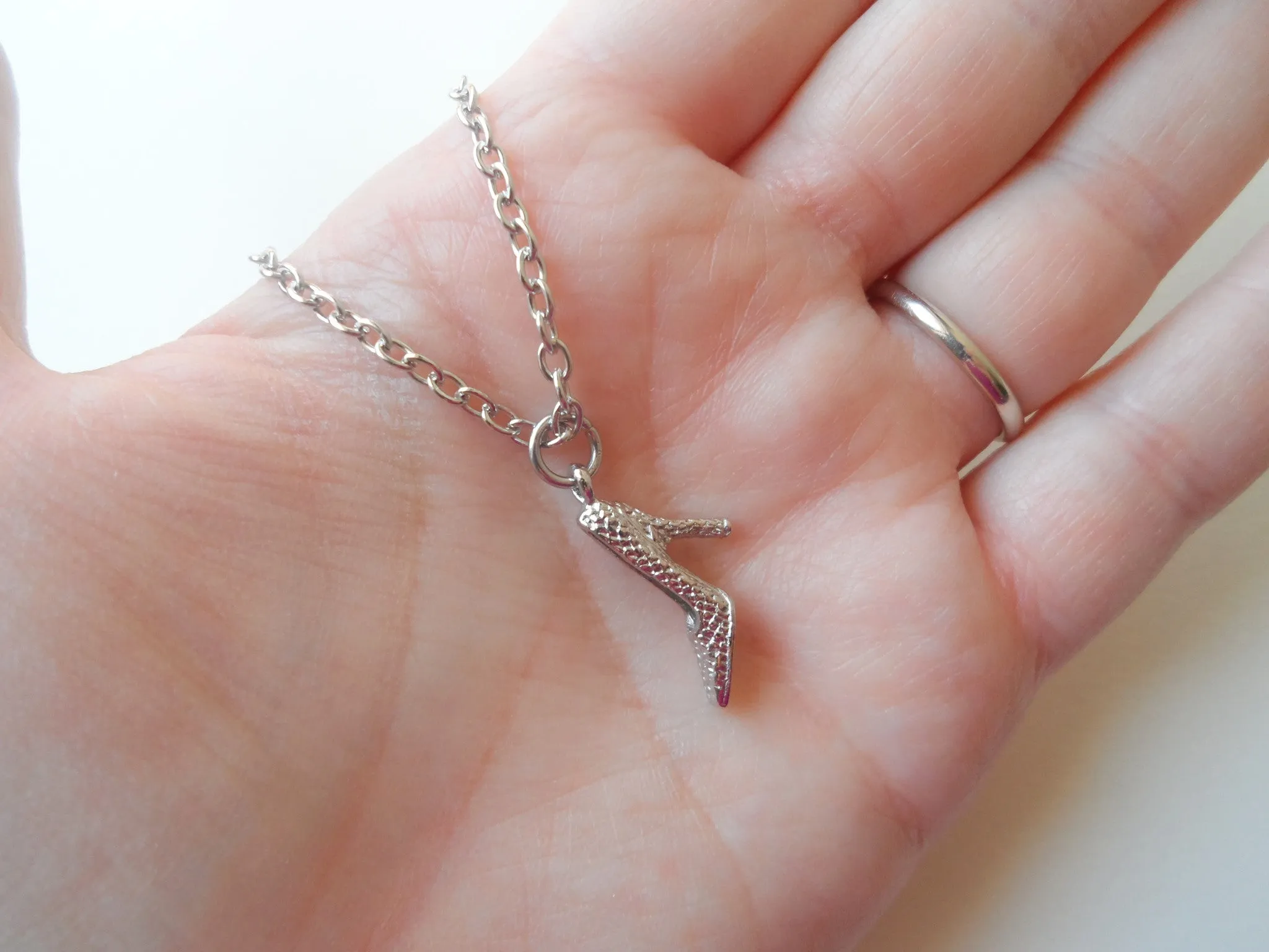 Princess Slipper Shoe Charm Necklace, High Heel Shoe Necklace