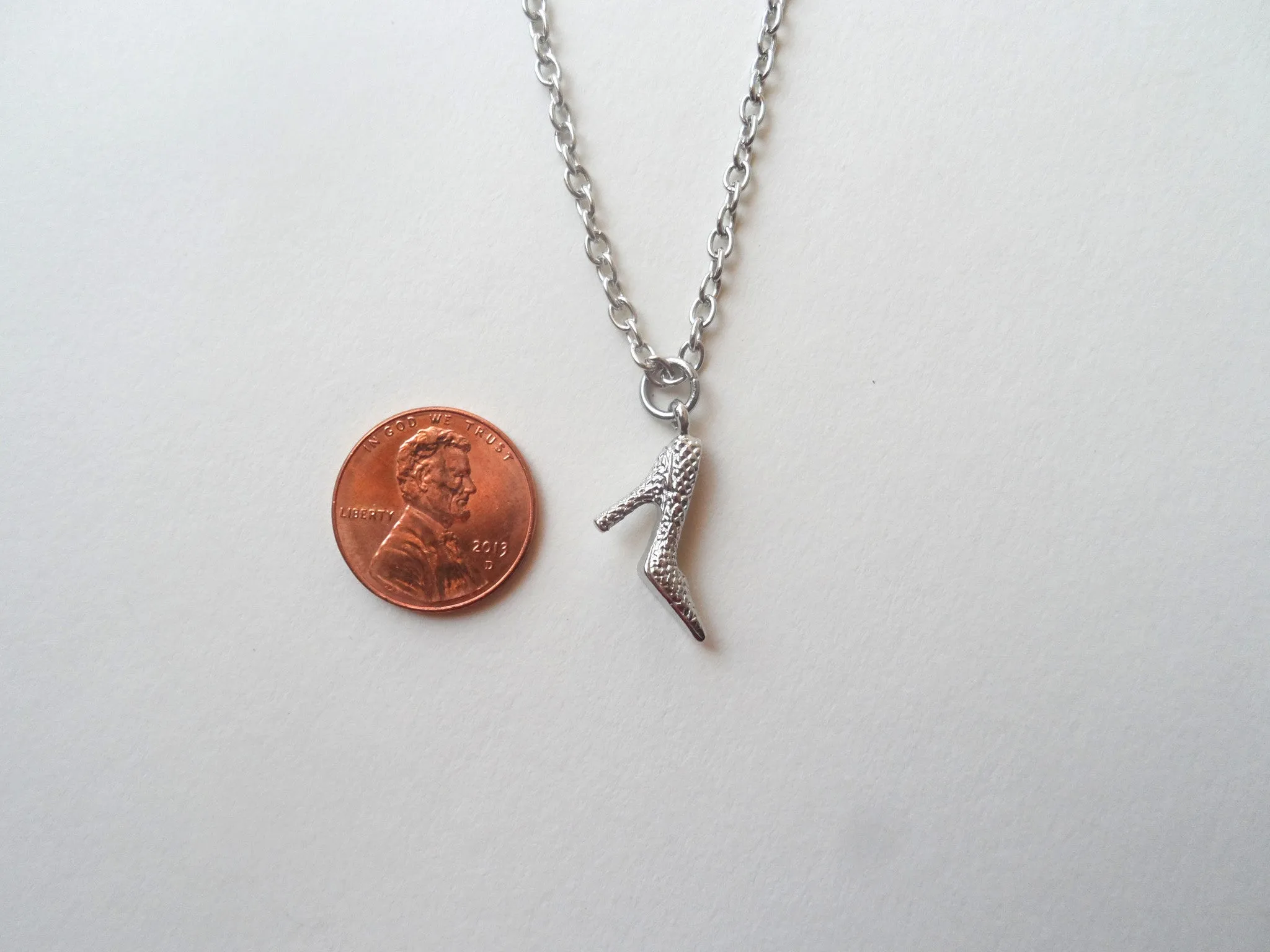 Princess Slipper Shoe Charm Necklace, High Heel Shoe Necklace