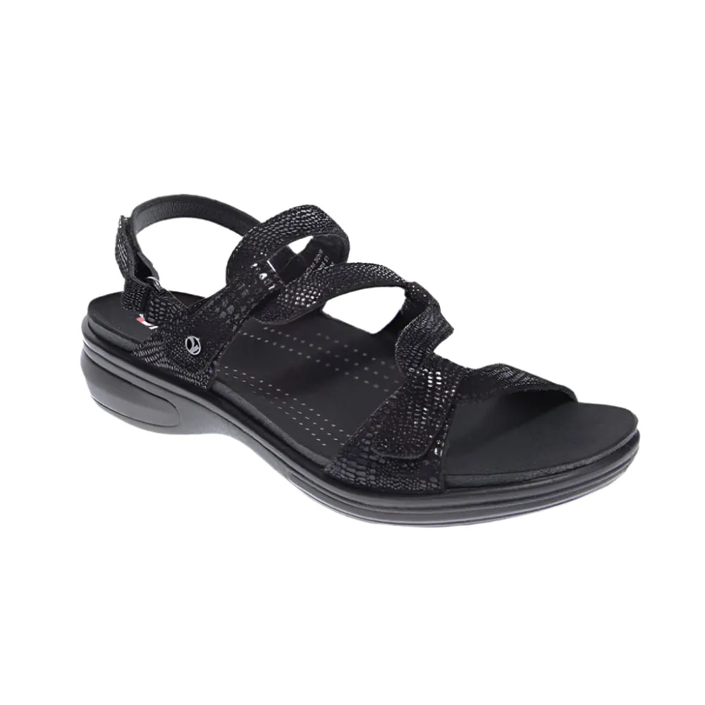 Revere Women's Miami Sandal Black Lizard