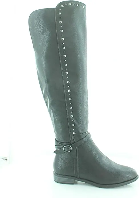 RIALTO Womens Ferrell Faux Leather Over-The-Knee Boots Black 7 Medium (B,M)