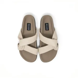 Roam - Women - Cream Roam Side Slip Sandal Cream Vegan Leather