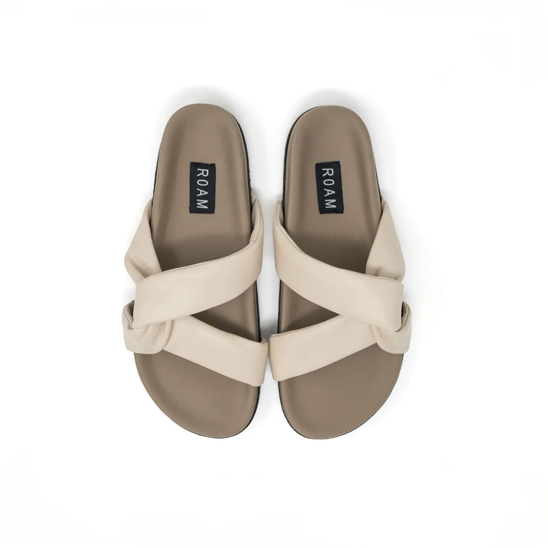 Roam - Women - Cream Roam Side Slip Sandal Cream Vegan Leather