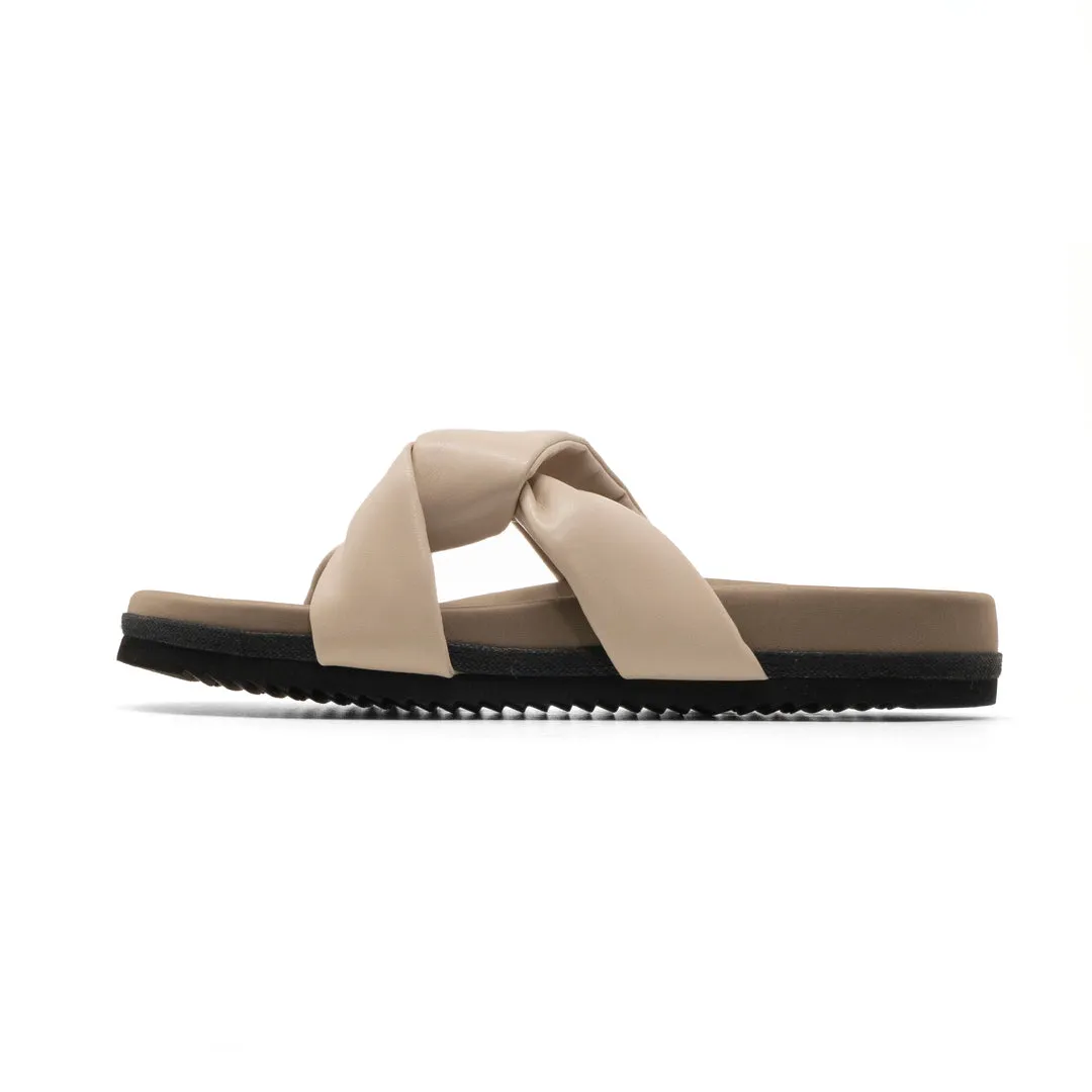 Roam - Women - Cream Roam Side Slip Sandal Cream Vegan Leather